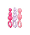 BOOTY CALL 3 PIECE SET ANAL PLUGS SATISFYER COLOURED