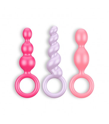 BOOTY CALL 3 PIECE SET ANAL PLUGS SATISFYER COLOURED