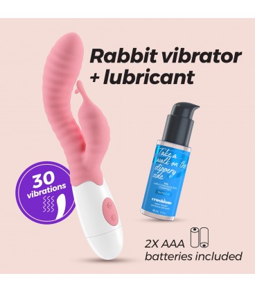 CRUSHIOUS GUMMIE RABBIT VIBRATOR PINK WITH WATERBASED LUBRICANT INCLUDED