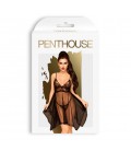 CAMISA DE NOITE E TANGA NAUGHTY DOLL PENTHOUSE PRETA