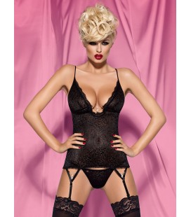 OBSESSIVE CORSET AND THONG DIAMOND BLACK